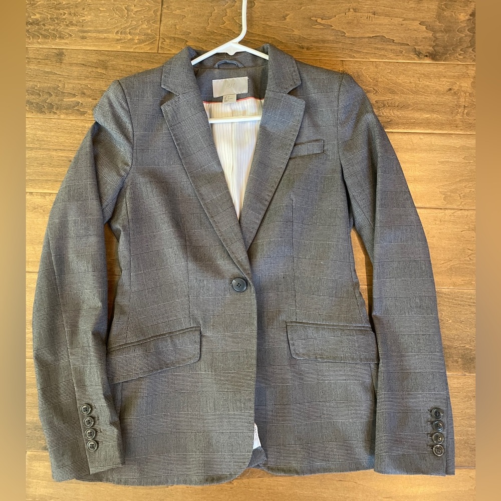 H& M Black & grey checked blazer